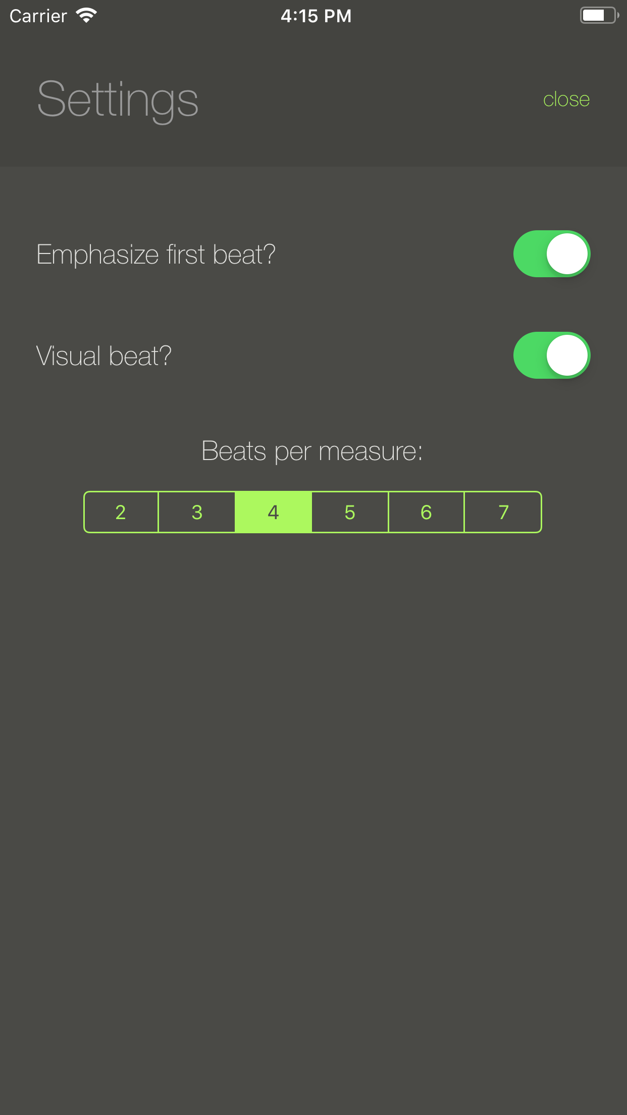 Tmetronome application screenshot